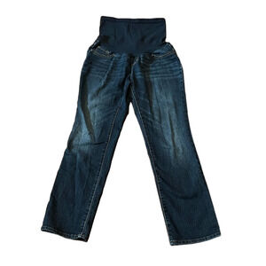 Indigo Blue Maternity Jeans size PM dark wash full panel 27’ inseam pregnancy